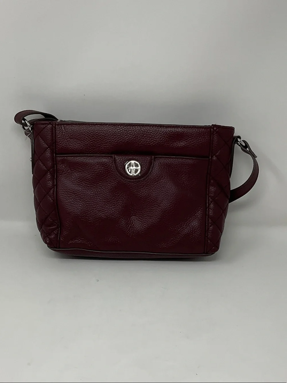Giani Bernini Quilted Pebble Leather Crossbody - Burgundy